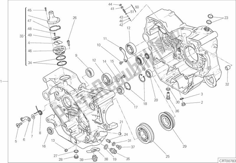 All parts for the Complete Half-crankcases Pair of the Ducati Scrambler Desert Sled Thailand 803 2018